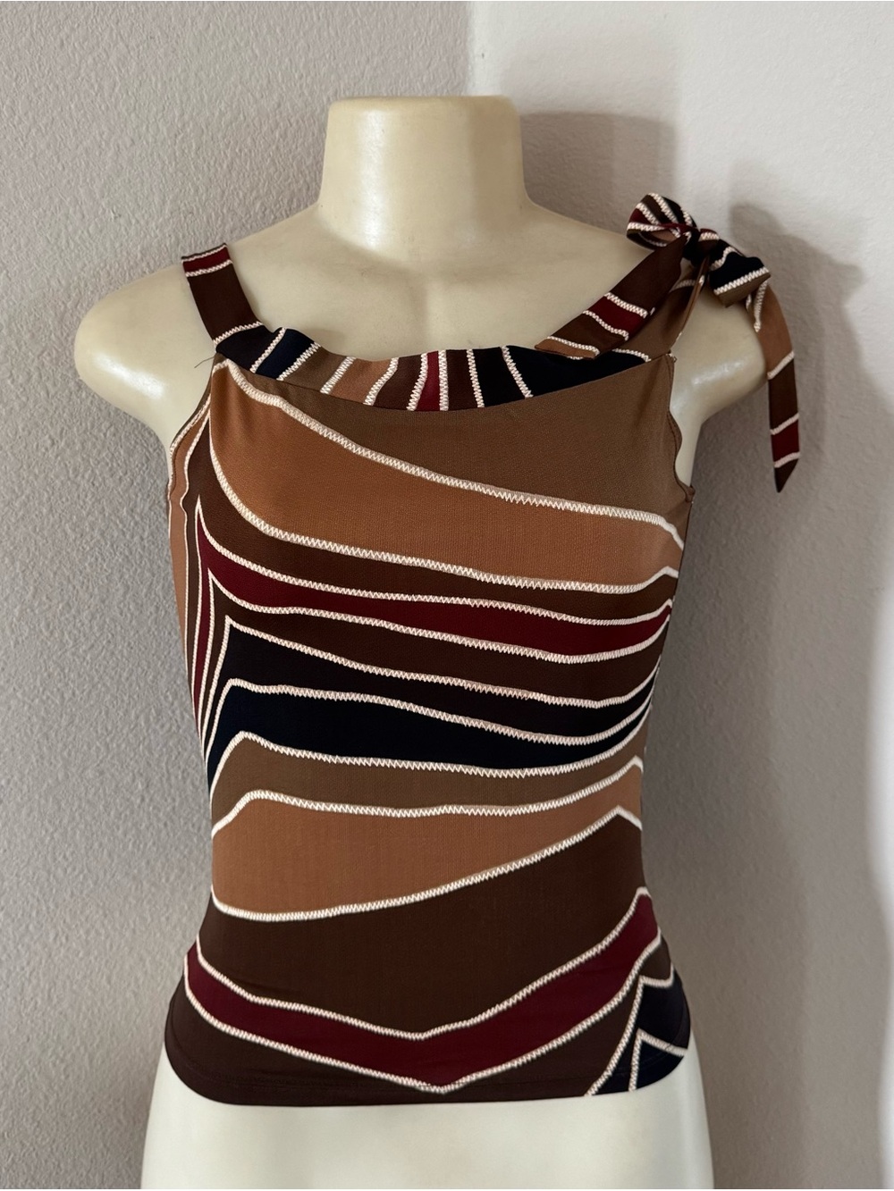Vintage Y2K Forever Brown Tone Abstract Print Women’s Junior Top Size Small